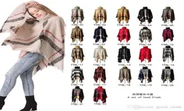 Plaid Poncho Women Tassel Blouse Coat Coat Sweater خمر لفائف متماسكة الأوشحة Tartan الشتاء الشال شال Cardigan Cape7029154