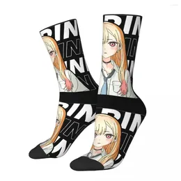 Men's Socks Funny Compression Sock For Men Marin Kitagawa Harajuku My Dress-Up Darling Gojo Wakana Anime Seamless Pattern Printed Crew