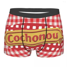 アンダーパンツCochonou Saucisson Boxer Shorts for Homme 3d Print Red Checkered Plaid Underwear Panties Briefs