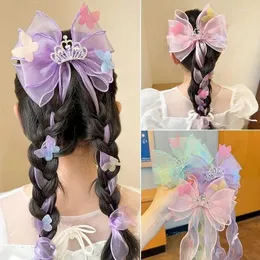 Hair Accessories 2024 Children's Butterfly Hairpins Bowknot Clip Ribbons Braided Girls Princess Cute Headdress