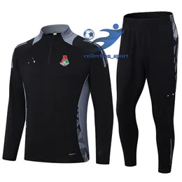 FC Lokomotiv Moscow Men's Adult Half Zipper長袖トレーニングスーツアウトドアスポーツホームレジャースーツスウェットシャツジョギングスポーツウェア