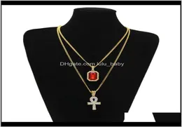 MEN S MERISTIAN ANKH Key of Life Necklace Set Bling Iced Out Mini Golder Gold Silver for Women Hip Hop Jewelry IBRGQ Neck EWXVT6216015