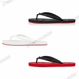 Slipare unisex designer Slide Woman Luxury Slipper för män Loubi Flip Flops gummi Slim med loppskosband Glossy Rivet Summer utanför Thong Sandal