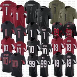 Mężczyźni Kobiet Młodzież 1 Kyler Murray Football Jerseys 10 DeAndre Hopkins 99 J J Watt 18 AJ Green Stitched Jersey 237m