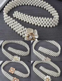 String mångsidig pärla drs elastisk imitation pärla bit midje kedja blommor kvinnor039s bälte dekoration4480048