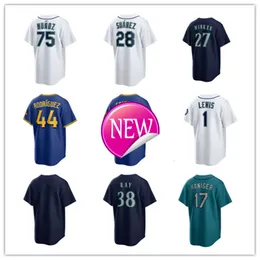 Maglie da baseball Custom Custom Mariners Julio Rodriguez Ichiro Suzuki Ken Griffey Jr. Edgar Martinez Cal Raleigh 3 JP Crawford 17 Mitch Haniger