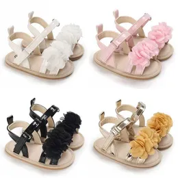 İlk Yürüyüşçüler Bebek Kız Kız Ayakkabı Toddler Flats Sandals Premium Yumuşak Kauçuk taban Anti-kayma Yaz Çiçek Dantel Beşik Walker H240504