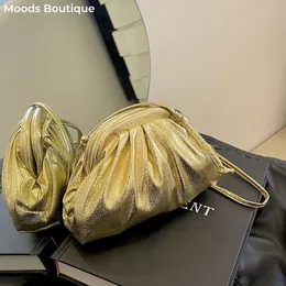 Moods Bling Evening Purses For Women Luxury Designer Handväskor Golden Laser Shoulder Cross Body Bags Dinner Party Clutch Bag 240426