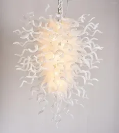 Ljuskronor Longree Spiral Glass Chandelier Stora Chihuly Ivory White Blown Lightings för hemma trappor Foyer Entryway