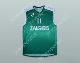 カスタムネイメンズユース/キッズArvydas Sabonis 11 BC ZALGIRIS KAUNASバスケットボールジャージートップステッチS-6XL