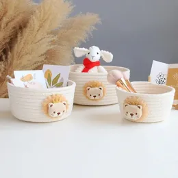 Cartoon Animals Hand Woven Storage Basket Kids Toys Desktop Organizer Sundries Storage Box Tvättkorgar 1st