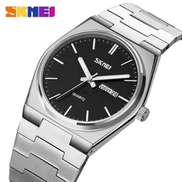 Armbandsur 9288 Business Wristes Man Casual Quartz Clock Man Full Steel Time Week Date Sport Mens Waterproof Men ES H240504