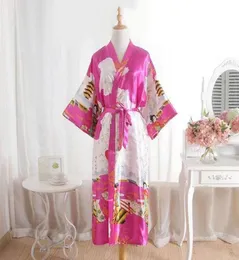 2022 Solid Royan Silk Robe Ladies Satin Pyjama Underkläder Kvinnor Sleepwear Kimono Badklänning PJS Nightgown7248106