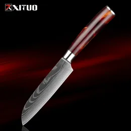 Santoku -Messer Rasiermesser scharfe 5 -Zoll -Mehrzweck -Küchenmesser zum Schneiden von Schneiden von Hacken hoher Carbon -Deutsch -Stahl voller Tanggriffe