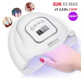 Sun X5 Max 120W UV LED -nagellampa 45 LED -lysdioder Smart Nagel Dryer -lampor med sensor LCD -skärm för härdning av nagelgelpolsk manikyrverktyg7455262