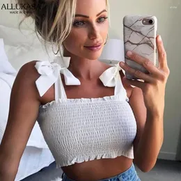 Женские танки Allukasa Tube Tops Women Fashion Sexy Randevels Top Top Elastic Camis Summer Color Beach Ploats Plearted жилет Chaleco