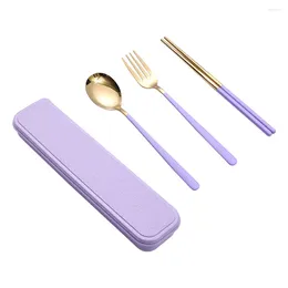 Dinnerware Sets Spoon Fork Chopsticks Set Smooth And Delicate Not Prone To Aging Built In Tableware Clip Durable Difficult Scratch