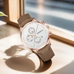 Zegarek na rękę biznesmen męski zegarki kwarcowe męskie zegarki kwarcowe minimalistyczny swobodny skórzany pasek cyfrowy kalendarz na rękę Mężczyźni do pracy