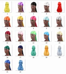 2019 22 Color Selection Men039s Satin Durags Bandana Turban Wigs Мужчины шелковистые дураги головные уборы головные уборы пиратская шляпа аксессуары для волос5411479