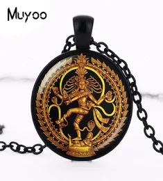 Golden Buddha Halskette Tanz der Zerstörung Lord Shiva Anhänger Glas Buddhist Schmuck Hindu Gottheit Spirituelle Amulett Hz18698413