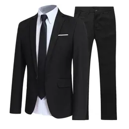 Men Suit Set Turndown Collar Formal Business Male Blazer Jacket Pants Job Interview Gentleman Slim Wedding 240430