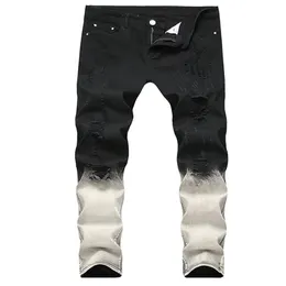 Jeans masculinos Calças de calças de joelhos longos da marca de joelho legal Brilho de jeans preto e cinza Combatização de cor 268h