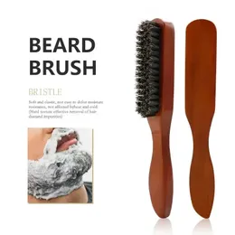 2024 Professionell Soft Boar Brestle Wood Beard Brush Frisör Rakborste Comb Men Mustasch Comb Kit med presentpåse Hårkam