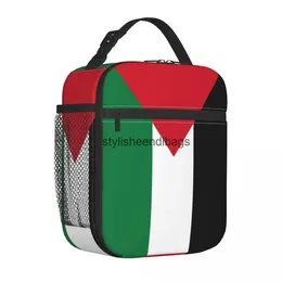 نجمات العلم الفلسطيني معزول الغداء حقيبة عرب حاوية حاوية برودة مربع حقيبة اليد في الهواء الطلق H240504