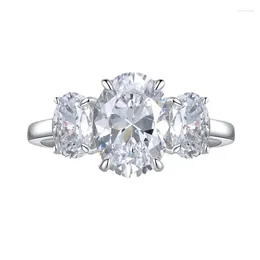 Cluster Rings 2024 S925 Silver 8 11 Овальный четыре когтя Diamond Three Riggent Ring изящный роскошь и универсальный в моде