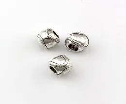 100pcs Antique Silver Zinc Legato Sports Baseball Spacers Grande Hole per perle per gioielli che producono Accessori fai -da -te per collana da bracciale F14481690