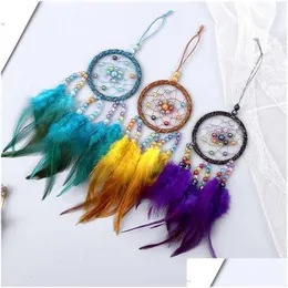 MOBILERS MANUAL DREAMCATCHER WIND CHIME FEATHER PEAL RUND AEOLIAN Bells Home Möbler Dekorativa prydnadssaker Dream Catcher hängande 7 5y OT6AV