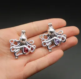10st Bright Silver Silver bläckfisk Devilfish Necklace Armband smycken som gör pärlpärlor Cage Locket Pendant Parfym Diffuser Fun Presents9312409