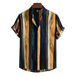 القمصان الرجال ملابس 2022 قميص هاواي للرجال مخططة القميص الأمريكي الأوروبي القميص للرجال القصيرة القصيرة القصيرة القصيرة para hombre
