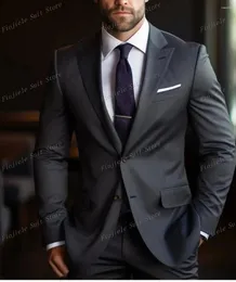 Ternos masculinos Homens cinzentos Tuxedos Business Suit Groomman PROM PROM FESTO DE CASAMENTO DE CASAMENTO DE JAPETA E PALHAS DE PEÇAS E PEÇAS