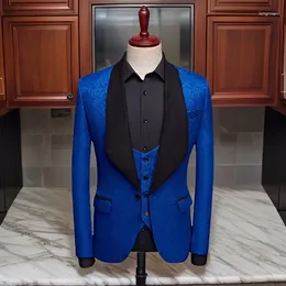 Мужские костюмы 3 шт. Men Men For Wedding Black Shale Lapel Slim Fit Sroom Tuxedo 2024 мужской модный костюм (брюки для жилета куртки)