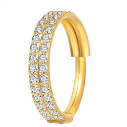 G23 غضروف الأذن قرط الأذن ثقب صفين Zircon Zircon Rings الأنف الأطواق حلمة الشفاه Clicke المجوهرات 240423