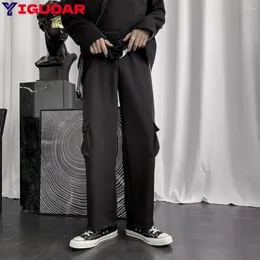 Calça masculina homens heterossexuais moda as calças de pernas largas e casuais coreanas masculino masculino pantalones hombre y2k roupas