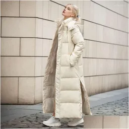 Trench da donna Giacca inverno casual per parcheggi X-Long Parkas con cappuccio in forma di cotone addensato di cotone addensato Coperoncino Dhsvl