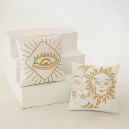 Pillow Golden Embroidered Sun Moon Modern Simple Living Room Sofa Cover French Style Light Luxury Home Soft Headrest Coverd