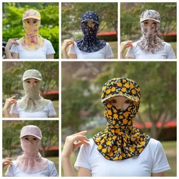 Chapéus largos da borda Face e pescoço Capolagem de chá Moda Moda Proteção UV Proteção UV Máscara de poeira Hat Pattern Padrão de flor GRANDE DOME SUN