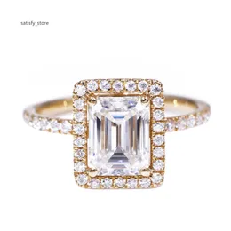 Tianyu Feinschmuck Engagement Frauen Moissanit Solitaire Solid Gold Real 14k Smaragd Moissanit Ring