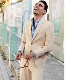 Herrenanzüge Neueste Mantel Pant Designs Champagner Hochqualität Anzug Anzug Casual Beach Hochzeit für Blazer Slim Fit Custom 2 -Stück Smoking Smoking