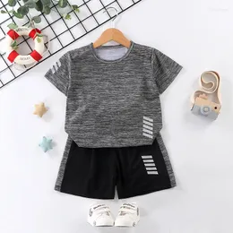 Kleidungssets Sommer Kinder Kleidung Jungen und Mädchen T-Shirts Shorts 2pcs Set kurzärmeliger Anzug, der Sportswear Schnelltrocknen läuft