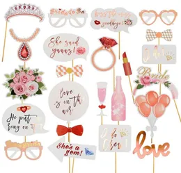 23PCSSET WEDDING POブースの小道具と結婚したばかりのPobooth Party Decorations Bridal Shower Bachelorette Accessoriesバースデー244v8102485