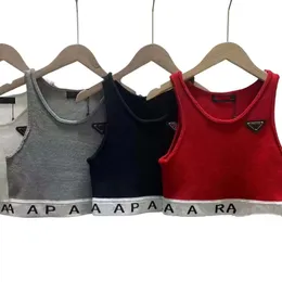 2024 Womens Tank Top Regular Croped Cotton Jersey Stylish Belly-Button Knit Vest Femme Knits Tees Designer Sticked Sport Breattable Yoga Vest Tops 88