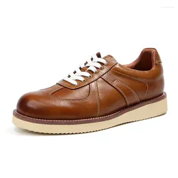 Casual Shoes Leisure Men's Classic Retro Design Aircraft Round Toe Oxfords College Students Top Layer Cowhide Handmade Sneakers