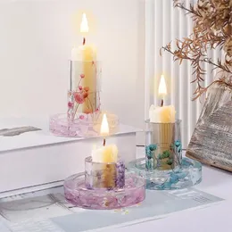 양초 홀더 DIY 실리콘 곰팡이 장식 3 크기 에폭시 수지 캐스팅 곰팡이 장식 공예