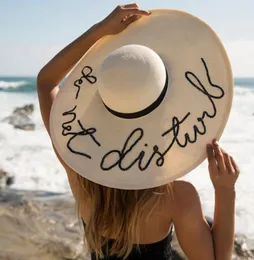Cekin litera haftowana duża brzeg słoneczny lady letnie sun hat plaż plażowy Słońce składany słomkowy kapelusz3732531