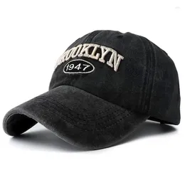 Ball Caps 2024 High Quality Brooklyn Embroidery Snapback Hat For Men Vintage Black Green Washed Baseball Women Gorras Hombre