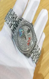 36 mm in argento ghiacciato orologio di lusso Numeri arabi da teju St Box uomini automatici Diamonds Spazzante 7469055